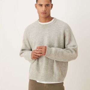ASOS DESIGN super oversized boxy fit knit fisherman rib sweater in gray heather